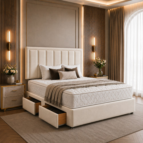 Plush divan bed set - bed, with